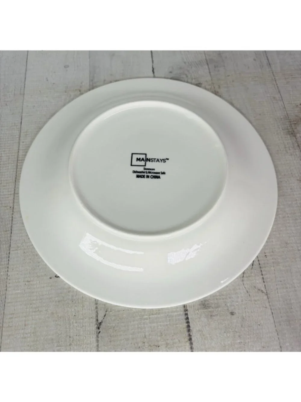 Mainstays CASUAL BANDED ROYAL BLUE Rings Stoneware White Dinner Plates Set of 4